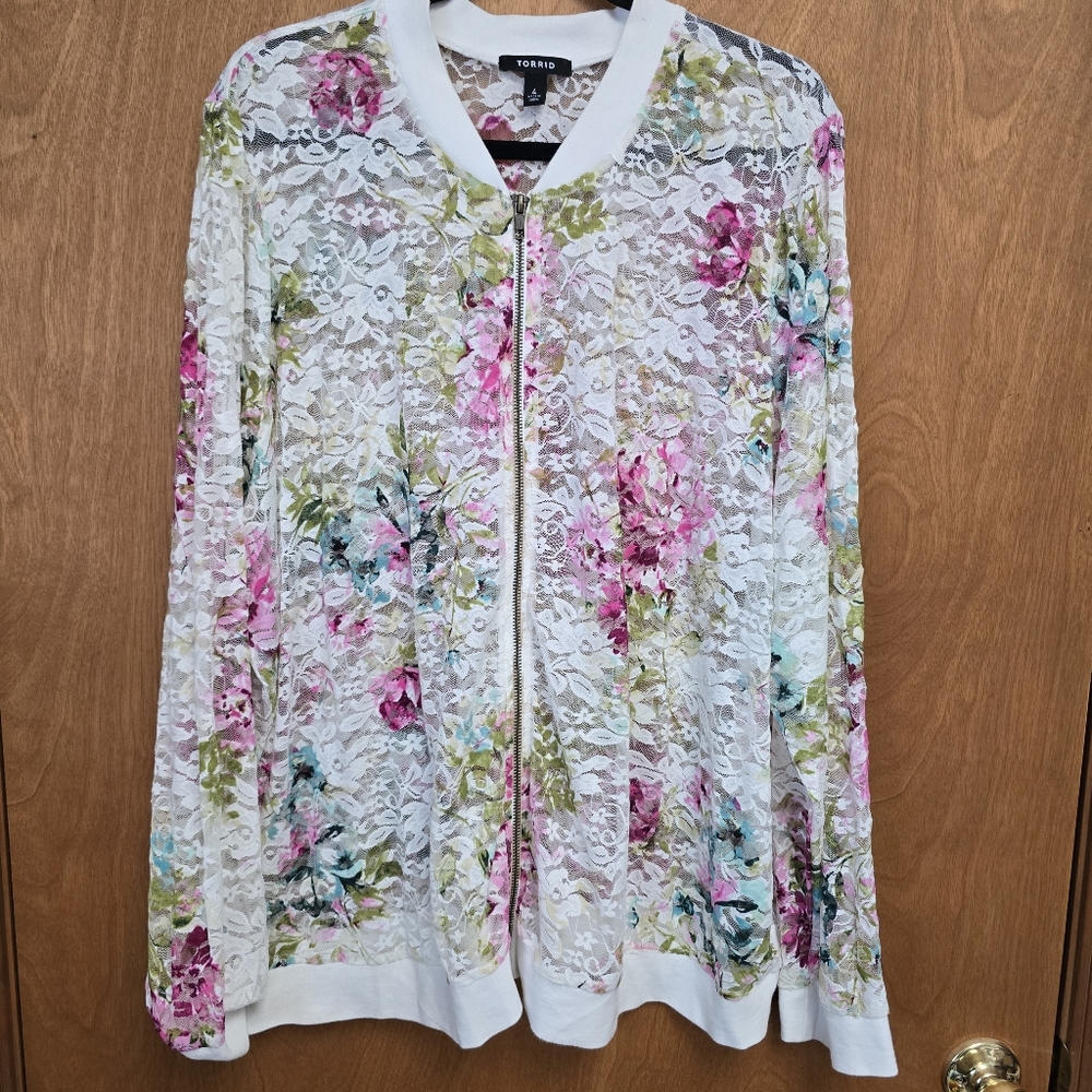 Torrid Floral Lace Bomber